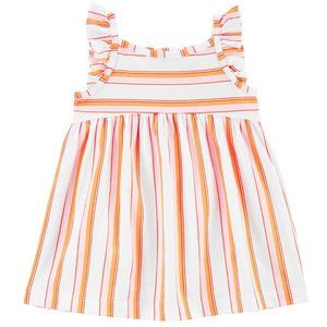 Baby Girls Carter's Orange Striped Dress Size 3 9 12 months Diaper Cover NWT